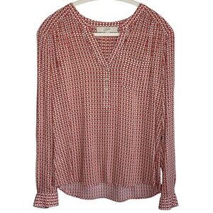 LOFT Red Patterned Women's Top